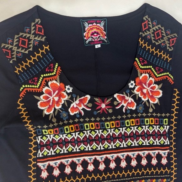 Johnny Was Dresses & Skirts - Johnny Was Los Angeles Women's Black Floral Embroidered Tunic Bohemian Dress, L